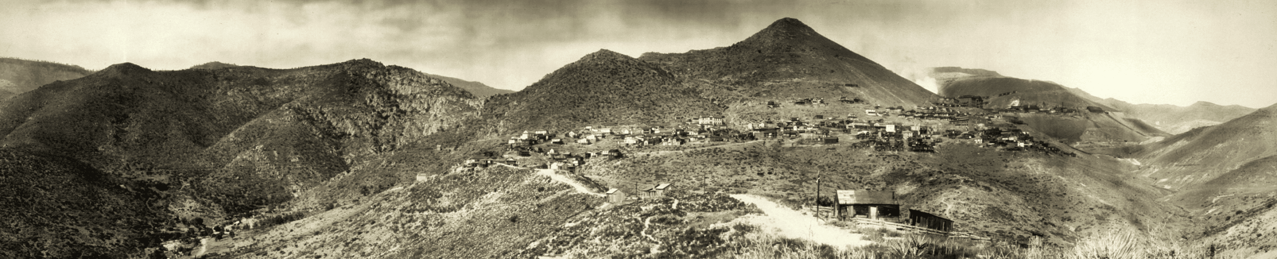 Historic panorama of the mining town of Jerome, Arizona on Cleopatra Hill around 1909