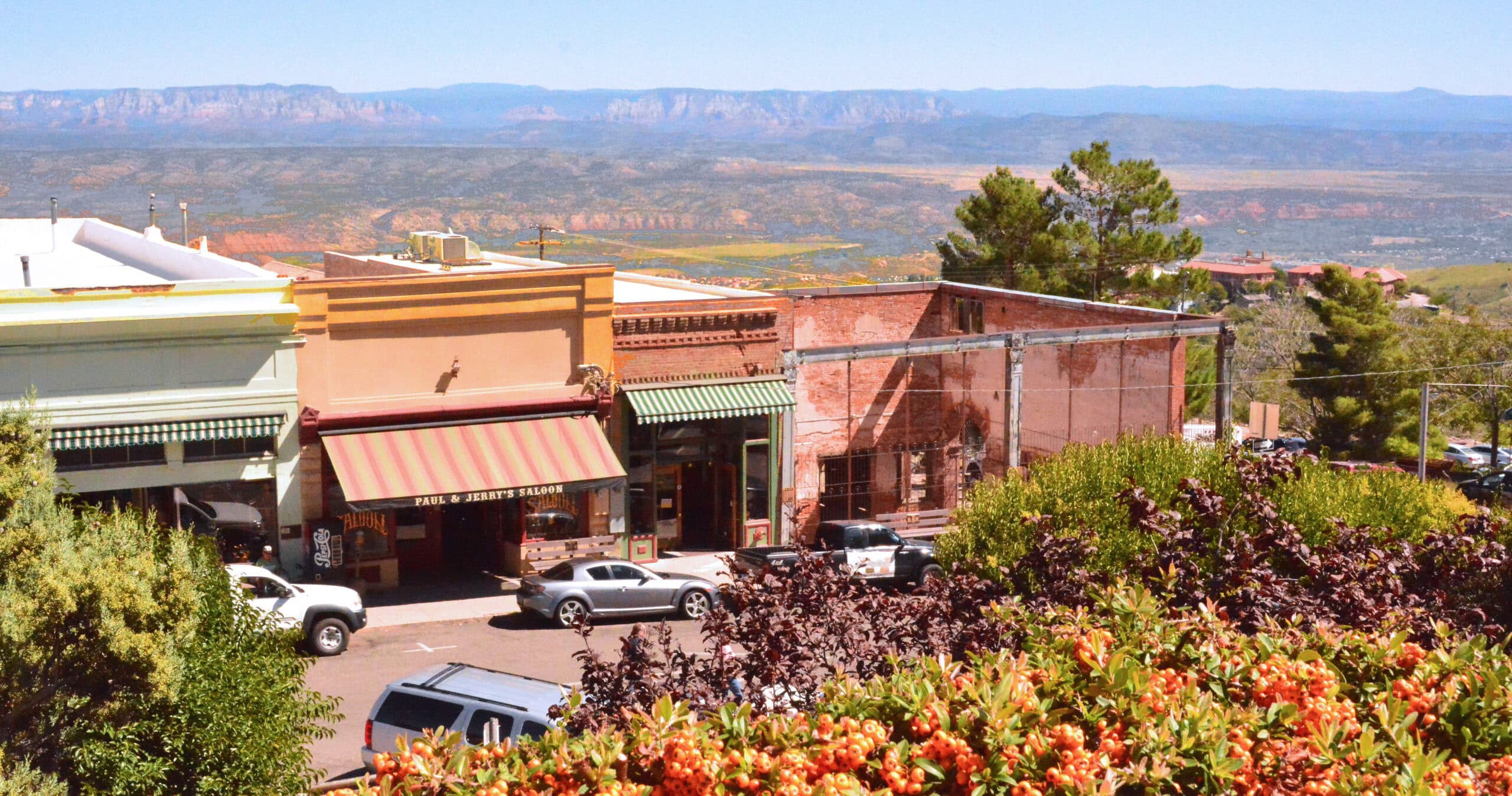 The town of Jerome, Arizona stacked on the slopes of Cleopatra Hill